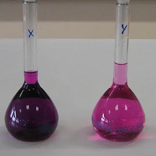 Potassium permanganate at different stages of oxidation
