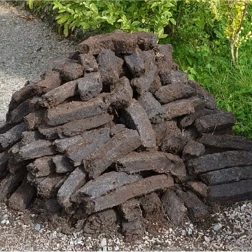 peat bricks from a bog used for fuel