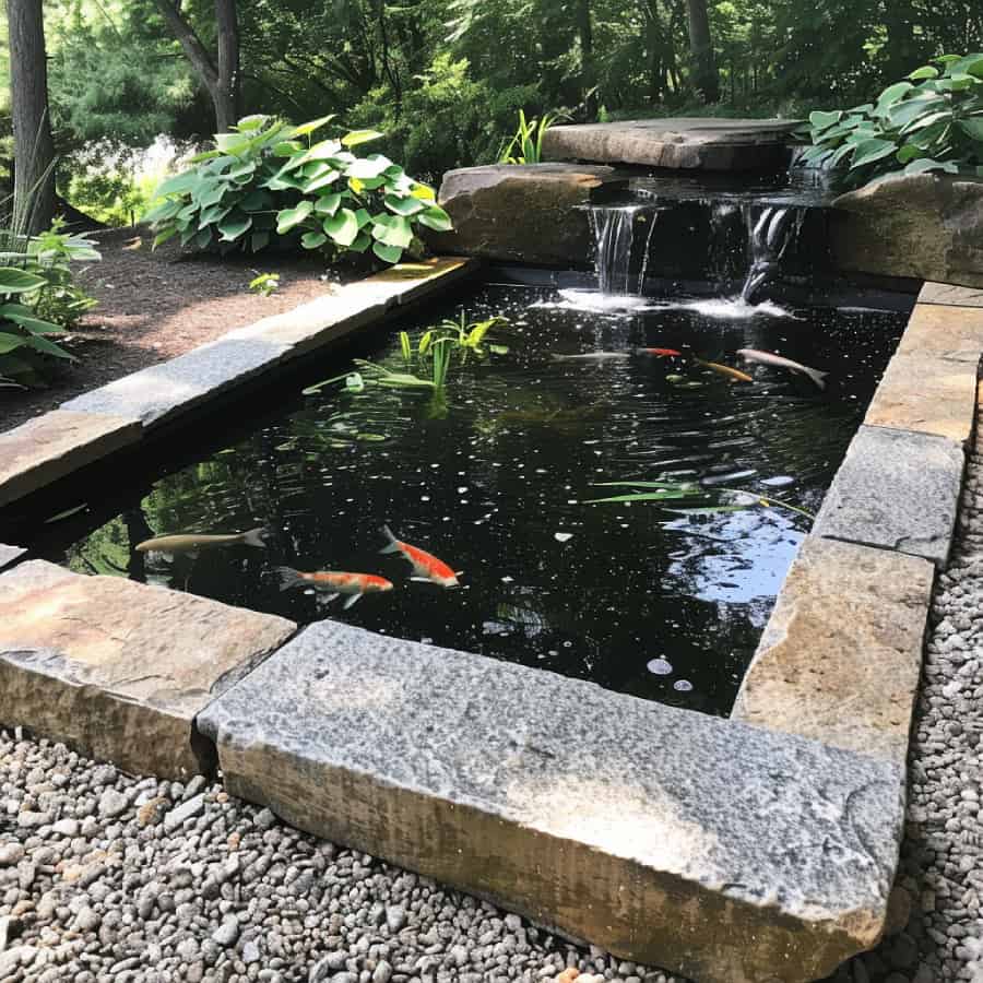 Koi pond with simple waterfall