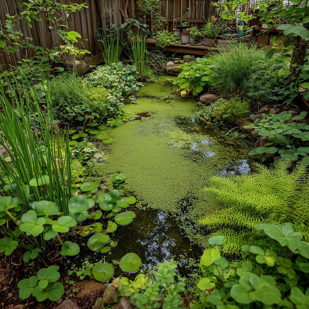 Small floating plants in wildlife pond