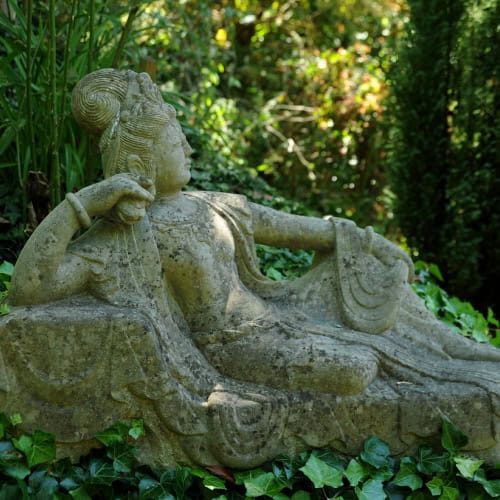 Marble statue in garden