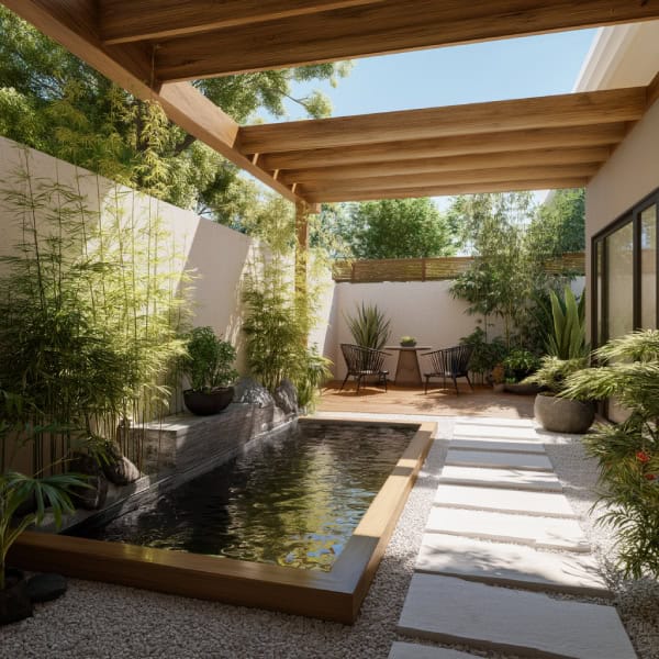 Japanese-style patio pond