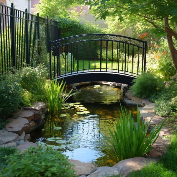 Wrought-iron decorative pond bridge