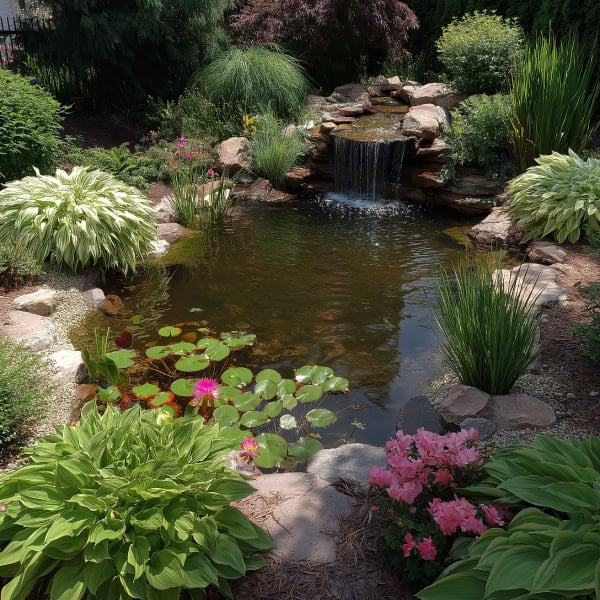 Pond with planted borders
