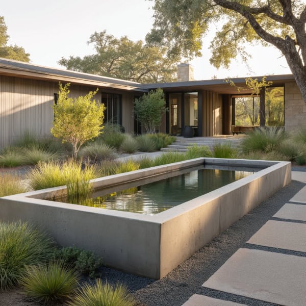 Modern minimalist concrete pond