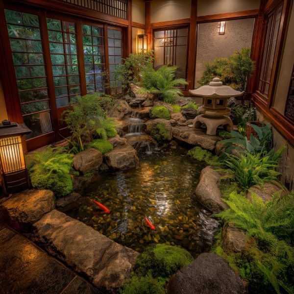Japanese-style indoor pond